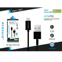 CAVO DATI MICRO USB PER SMARTPHONE CAVETTO DATI RICARICA 1.5MT MAXTECH F-S022