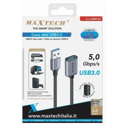 CAVO DATI PROLUNGA USB3.0 MASCHIO A FEMMINA DA 5 GBPS 3 MT STAMPANTE PC U3MF-03