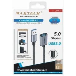 CAVO DATI PROLUNGA USB3.0 MASCHIO A FEMMINA DA 5 GBPS/S 5MT STAMPANTE PC U3MF-04