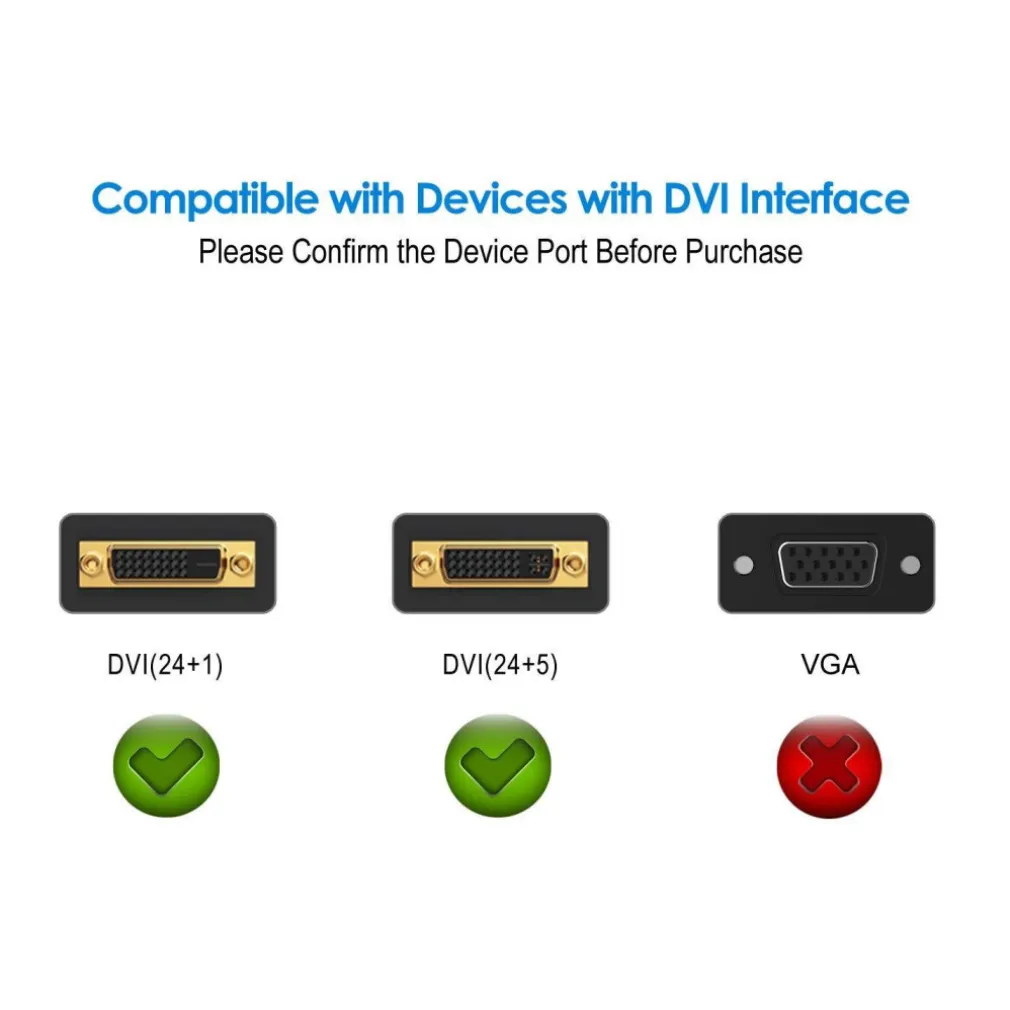 CAVO DVI A DVI DVI-D 24+1 DUAL LINK 1080P PER MONITOR PC PROIETTORE DA 5 METRI
