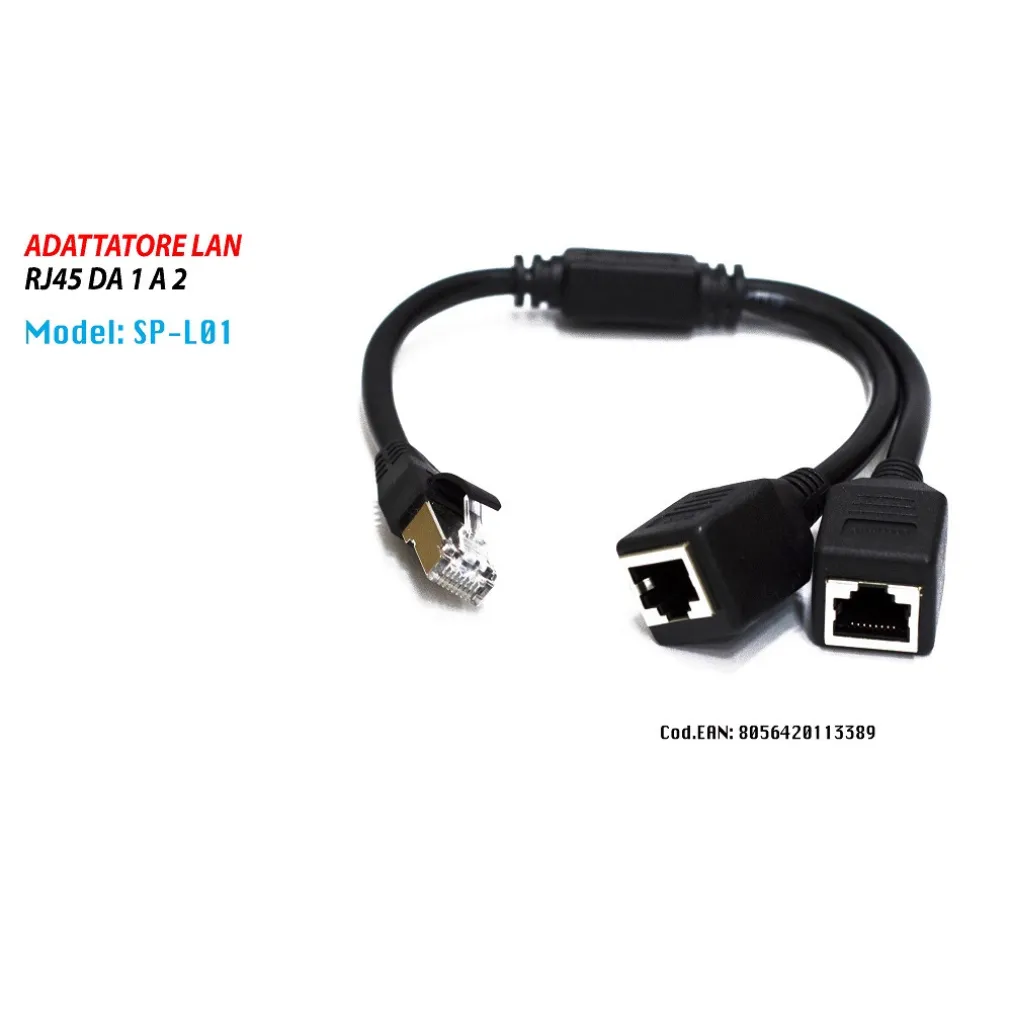 CAVO ETHERNET RJ45 PORTA LAN PORTA DA 1 A 2 ADATTATORE CONNETTORE MAXTECH SP-L01