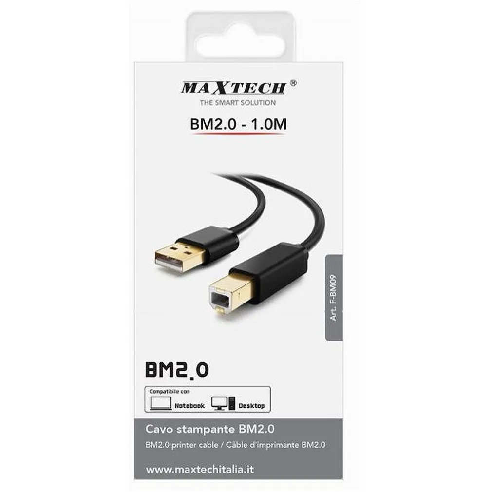 CAVO F-BM09 CAVETTO PER STAMPANTE BM2.0 USB DA 1 MT COMPATIBILE NOTEBOOK DESKTOP