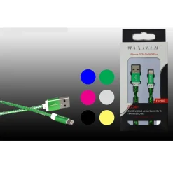 CAVO FILO USB ALTA VELOCITÀ PER IPHONE 5/5C/5S/6/6PLUS 5VOLT - 2000MA 1MT MAXTECH F-IP007