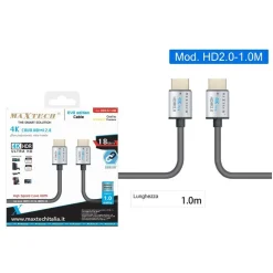 CAVO HDMI 2.0 4K ULTRA HD 1 MT HIGH SPEED 18GB/S AUDIO VIDEO CAVETTO HD2.0-1.0M
