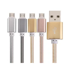 CAVO IN ACCIAIO RICARICA TRASFERIMENTO DATI SMARTPHONE ANDROID PC USB RESISTENTE