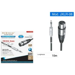 CAVO JACK 6.5MM A XLR FEMMINA AUDIO PROLUNGA PER MICROFONO DA 10 METRI JXLR-08