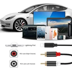 CAVO LIGHTNING A 2XRCA 150CM ADATTATORE STEREO Y SPLITTER AUDIO 4D SOUND RCA-IP01
