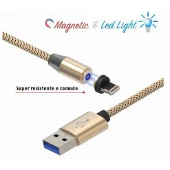 CAVO LIGHTNING 1MT USB INTRECCIATO MAGNETICO RICARICA IPAD IPHONE MAXTECH F-IP026