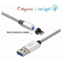 CAVO LIGHTNING 1MT USB INTRECCIATO MAGNETICO RICARICA IPAD IPHONE MAXTECH F-IP026