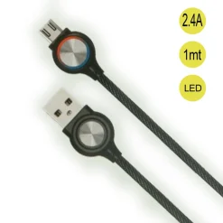 CAVO MICRO USB A USB2.0 2.4A CON INDICATORE LED DATI CARICA ULTRA VELOCE QY-W081