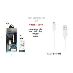 CAVO MICRO USB 5PIN SMARTPHONE SAMSUNG HUAWEI CAVETTO DI RICARICA MAXTECH F-S019