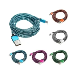 CAVO MICROUSB INTRECCIATO LUNGO 3 METRI UNIVERSALE CARICATORE IPHONE 5 6 7 IPAD