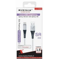 CAVO PER TRASMISSIONE DATI RICARICA USB/LIGHTNING 5A 1.5 MT SUPER CARICA F-IP035
