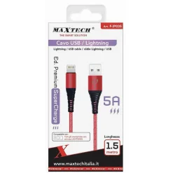 CAVO PER TRASMISSIONE DATI RICARICA USB/LIGHTNING 5A 1.5 MT SUPER CARICA F-IP035