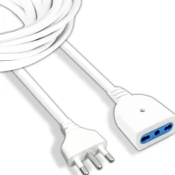 CAVO PROLUNGA ELETTRICA DA 10 MT CON SPINA DA 16A PRESA BIPASSO 10A 16A BIANCO
