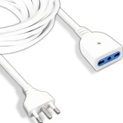 CAVO PROLUNGA ELETTRICA DA 5 METRI CON SPINA DA 16A PRESA BIPASSO 10A 16A BIANCO