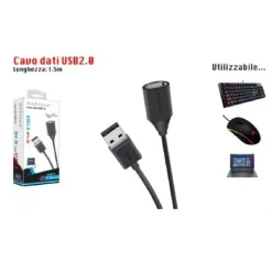CAVO PROLUNGA USB 2.0 MASCHIO A FEMMINA PC COMPUTER 1,5MT MAXTECH USB2.0-MF1.5M