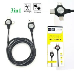 CAVO RICARICA DATI 3 IN 1 MICRO USB LIGHTNING TYPE C SMARTPHONE 2.4A FAST CHARGE