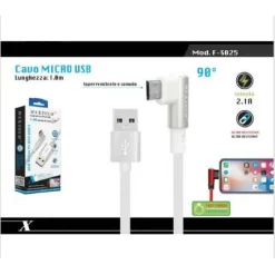 CAVO RICARICA MICRO USB 90° PER SMARTPHONE CAVETTO DATI 1 MT F-S025 MAXTECH