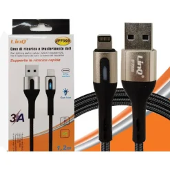 CAVO RICARICA RAPIDA TRASFERIMENTO DATI USB LIGHTNING LUMINOSA 3A 120 CM IP7999