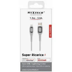 CAVO RICARICA SUPER TRASMISSIONE DATI USB LIGHTNING 3A 1.5MT IPHONE IPAD F-IP053