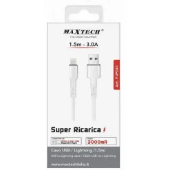 CAVO RICARICA TRASFERIMENTO DATI USB/LIGHTNING 3A 1.5MT IPAD IPOD IPHONE F-IP041