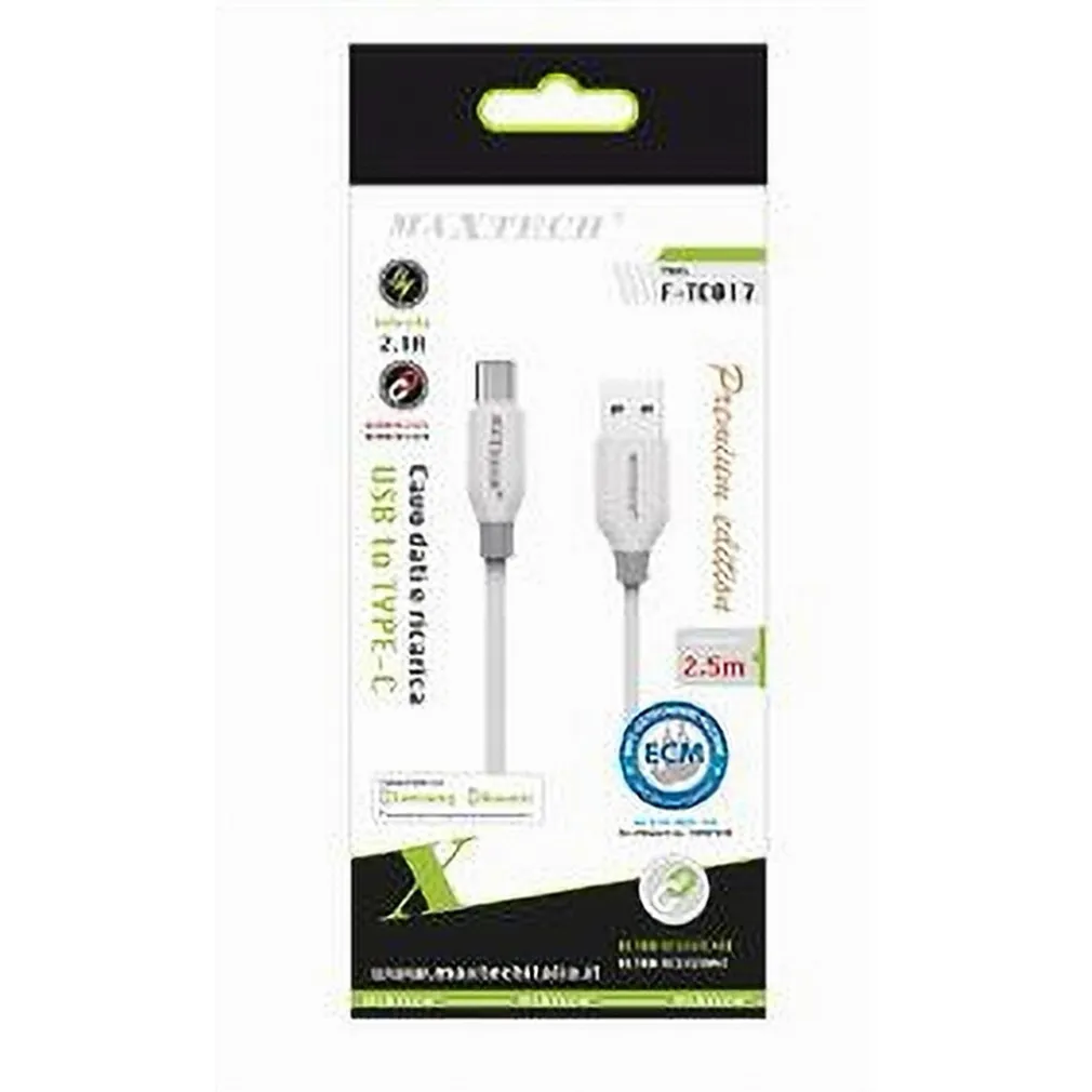 CAVO RICARICA USB TYPE-C F-TC017 CAVETTO TRASFERIMENTO DATI 2,5MT 2.1A SMARTPHONE