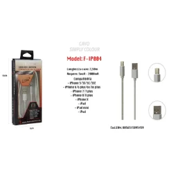 CAVO SIMPLY COLOUR PER IPHONE IPAD IPOD 5VOLT - 2000MA 2,50MT MAXTECH F-IP004