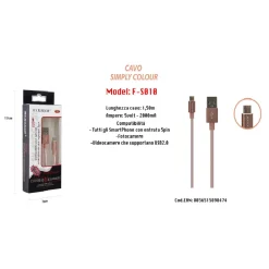 CAVO SIMPLY COLOUR PER SMARTPHONE 5VOLT - 2000MA LUNGHEZZA 1,5MT MAXTECH F-S010