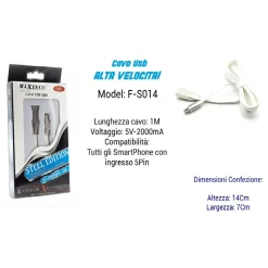 CAVO STEEL EDITION PER SMARTPHONE USCITA 5PIN 5VOLT - 2000MA 1,00MT MAXTECH F-S014