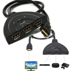 CAVO SWITCH HDMI 1080p 3 PORTE FULL HD TV PRESA MULTIPLA SDOPPIATORE ADATTATORE