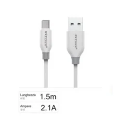 CAVO TRASFERIMENTO DATI RICARICA USB TYPE-C 2.1A 1,5METRI PER SMARTPHONE F-TC016