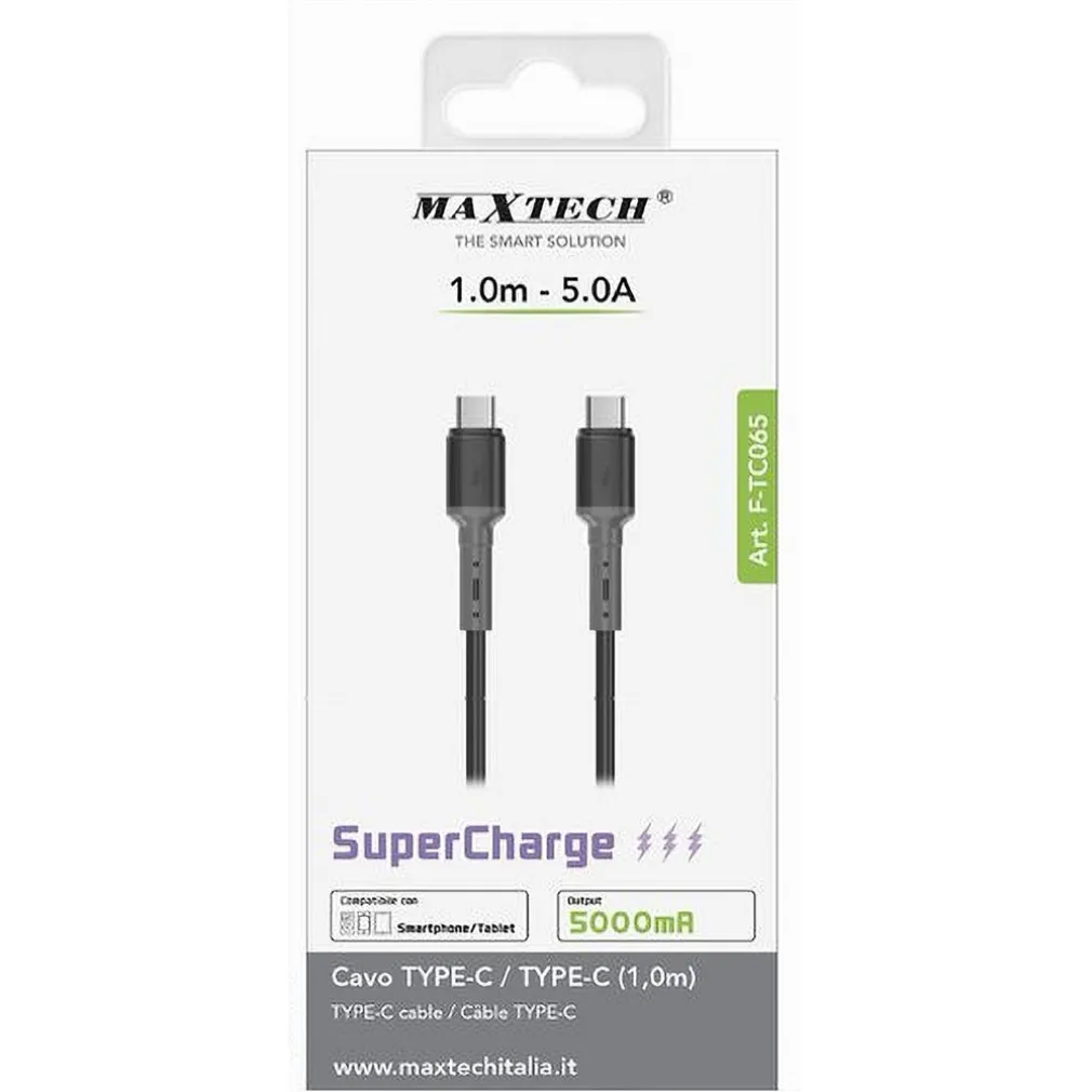 CAVO TYPE-C A TYPE-C SUPER CARICA 5000MA 1 METRO PER SMARTPHONE TABLET F-TC065
