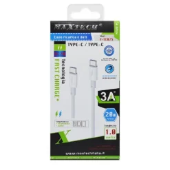 CAVO TYPE-C /TYPE-C RICARICA VELOCE 3A 1MT TRASFERIMENTO DATI SMARTPHONE F-TC025