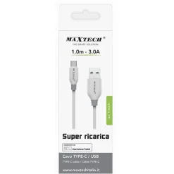 CAVO TYPE-C USB 1 METRO 3 A RESISTENTE RICARICA DATI SMARTPHONE MAXTECH F-TC011