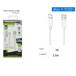 CAVO TYPE-C USB 2.5MT SUPERCHARGE RICARICA RAPIDA 5A DATI PER SMARTPHONE F-TC021