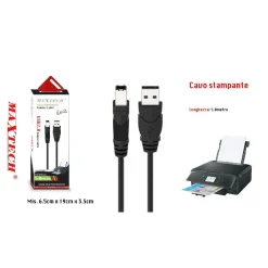 CAVO USB 2.0 5 MT AD ALTA VELOCITÀ PER STAMPANTE HARD DISK SCANNER A/B MASCHIO