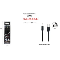 CAVO USB 2.0 5 MT AD ALTA VELOCITÀ PER STAMPANTE HARD DISK SCANNER A/B MASCHIO