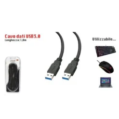 CAVO USB 3.0 CONNETTORI MASCHIO/MASCHIO 1.8 MT ALTA VELOCITA' MAXTECH USB3.0-1.8M