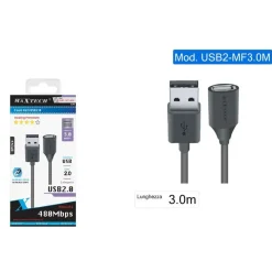CAVO USB 2.0 FEMMINA A MASCHIO F/M PER PC COMPUTER 3 METRI USB2.0-MF3.0M