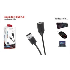 CAVO USB 2.0 FEMMINA A MASCHIO F/M PER PC COMPUTER 3 METRI USB2.0-MF3.0M