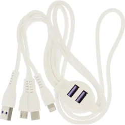 CAVO USB 5 IN 1 40 CM RICARICA RAPIDA TRASFERIMENTO DATI 3.1A 2 PORTE USB Q-A35