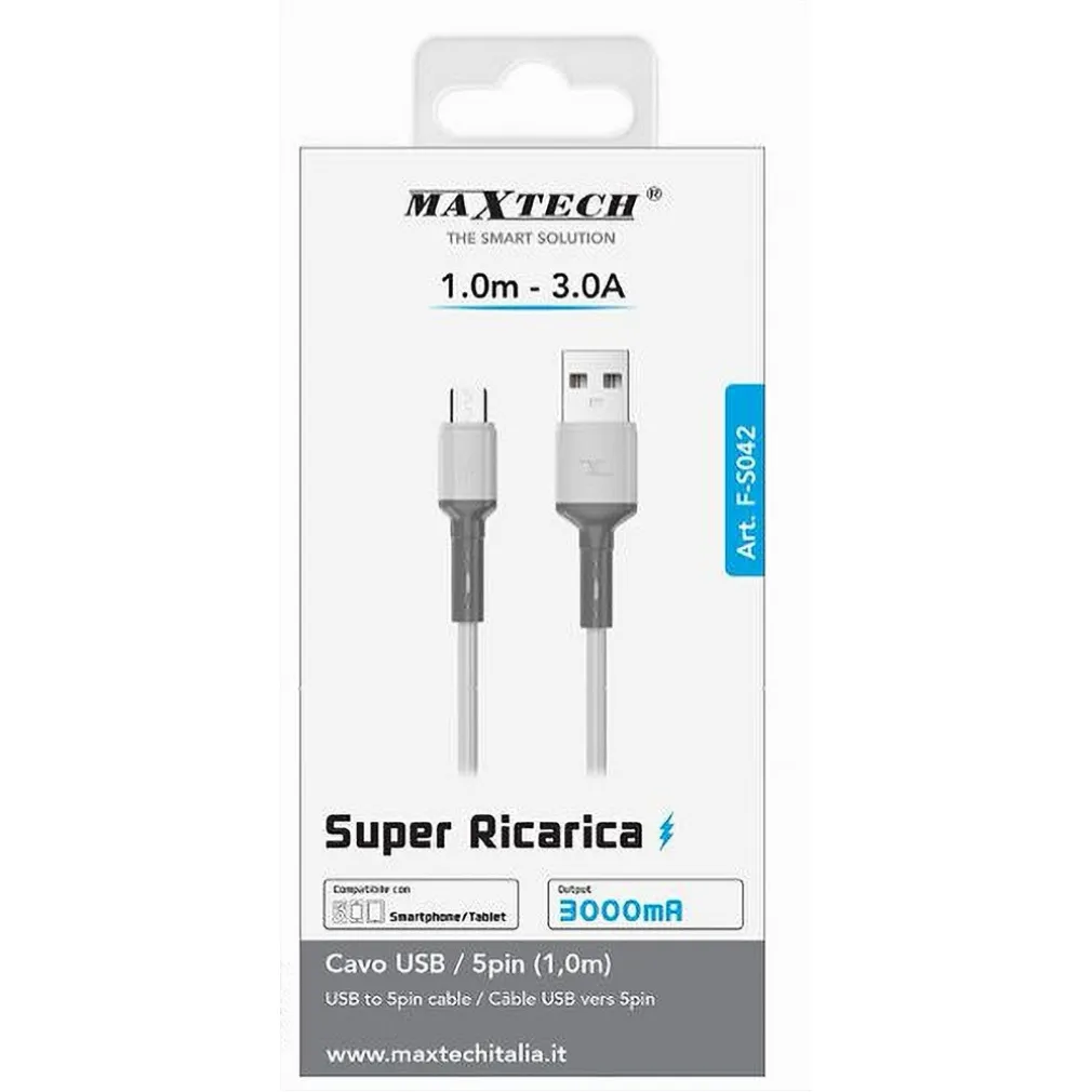 CAVO USB A MICRO USB 1 MT 3 A SUPER RICARICA DATI PER SMARTPHONE TABLET F-S042