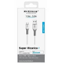 CAVO USB A MICRO USB SUPER RICARICA 1.5 MT 3 A DATI PER SMARTPHONE TABLET F-S045