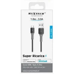CAVO USB A MICRO USB SUPER RICARICA 1 MT 3A DATI PER SMARTPHONE TABLET F-S044