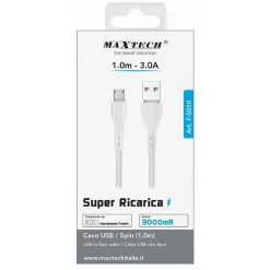 CAVO USB A MICRO USB TRASFERIMENTO DATI SUPER RICARICA 1 MT 3A SMARTPHONE F-S050