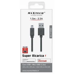 CAVO USB A MINI USB/V3 1.5MT 2.5A CAVETTO PER TRASFERIMENTO DATI RICARICA F-V002