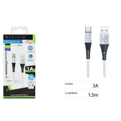 CAVO USB A TYPE C DATI RICARICA PER SAMSUNG HUAWEI 1.5 METRI 3A MAXTECH F-TC009