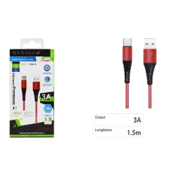 CAVO USB A TYPE C DATI RICARICA PER SAMSUNG HUAWEI 1.5 METRI 3A MAXTECH F-TC009