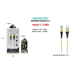 CAVO USB A TYPE C DATI RICARICA PER SAMSUNG HUAWEI 1.5 METRI 3A MAXTECH F-TC009